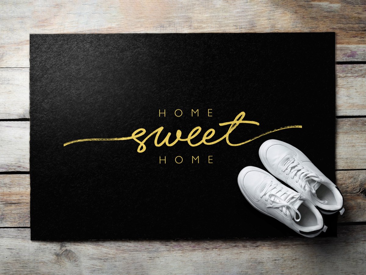 Coloray Buiten Deurmat - Zwart Deurmat Buiten - Het opschrift 'Home Sweet Home' Antislip Deurmat - Decoratie Voor De Hal - Deurmat Voor Regenweer - Grote Buiten Deurmat Voor Voordeur - 60x40 cm Zwart - Het opschrift 'Home Sweet Home'
