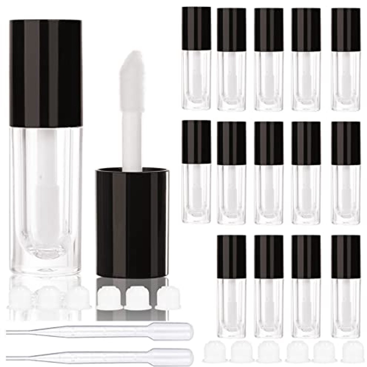 14 Stuks Lege 6ml Lipgloss Tubes voor DIY Cosmetica - Grote Borstels, Voorraad Dosing