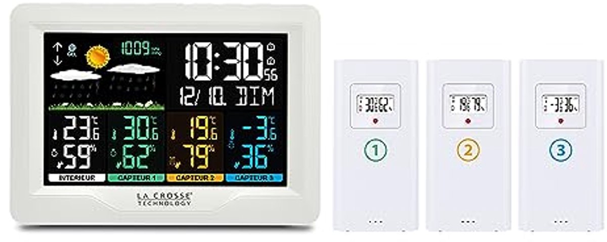 Radiografisch Weerstation met 3 Thermo/Hygrosensoren