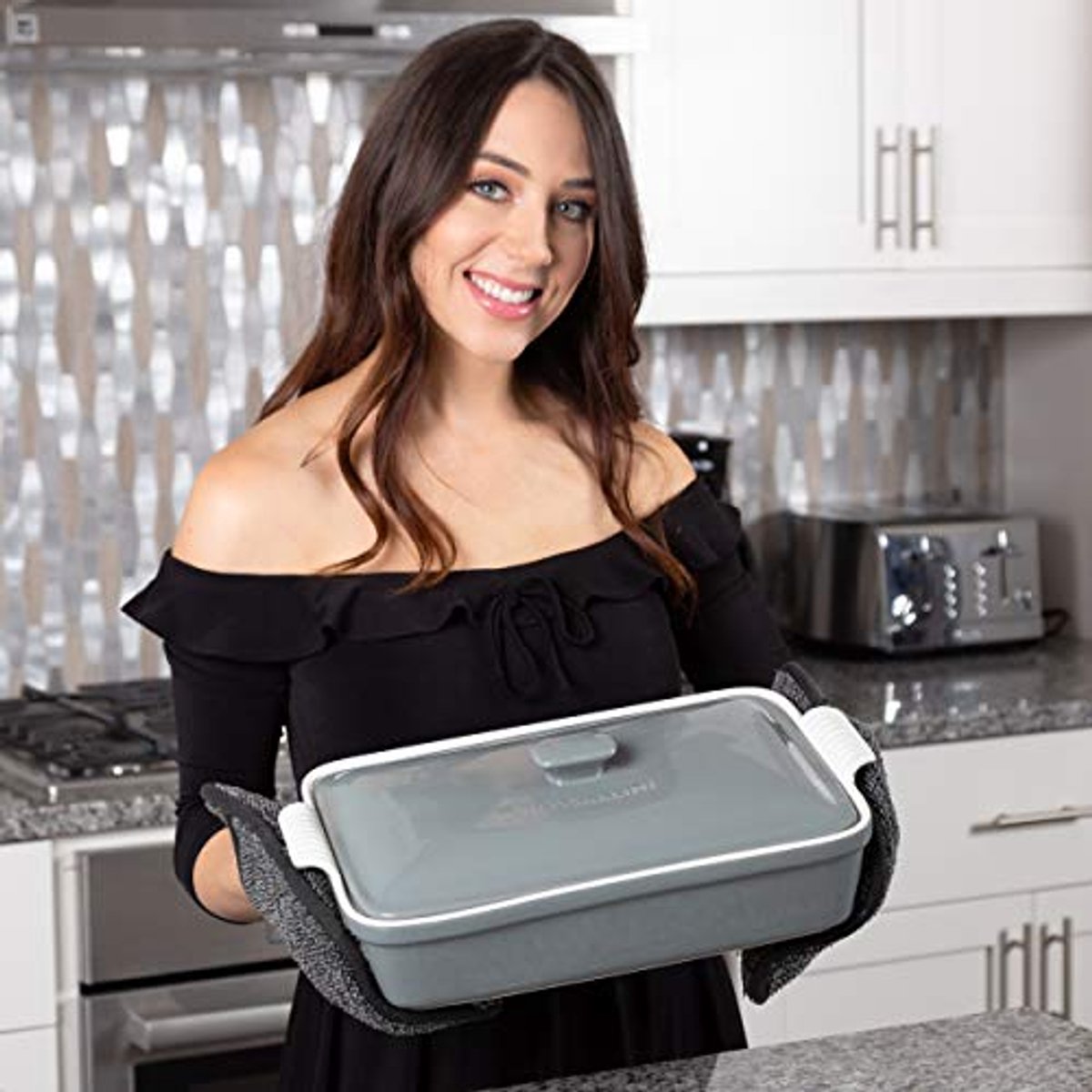 Ovenschotel Bakvorm Set met Deksel - Rechthoekig Serviesgoed 3.2 Quart