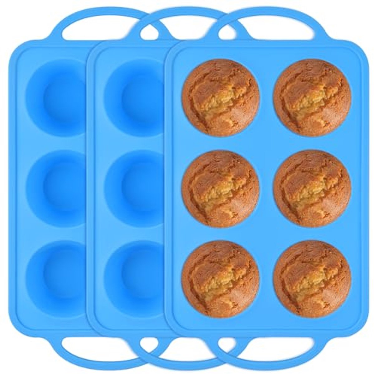 Siliconen Muffinvorm met Metalen Frames - 3 Stuks, Antiaanbak Cupcake Bakvorm