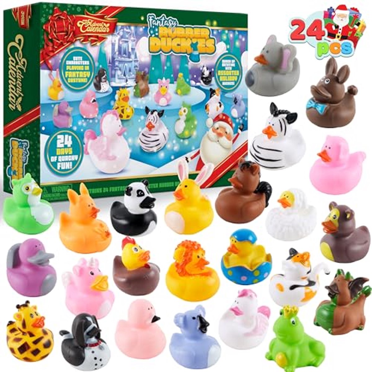 24 Dagen Kerst Adventskalender met 24 Dieren Rubberen Eendjes voor Kinderen