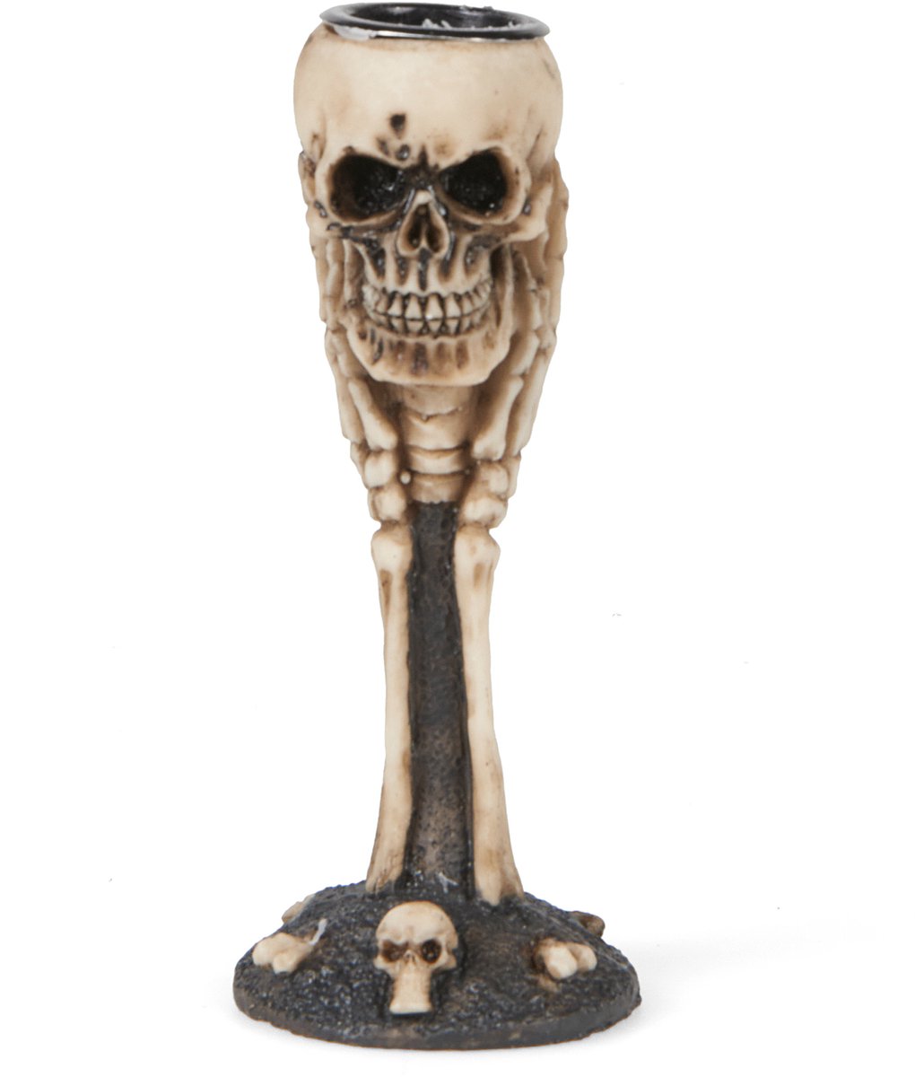 CHAKS - Kaarsenhouder met bot en schedel 12,5 cm