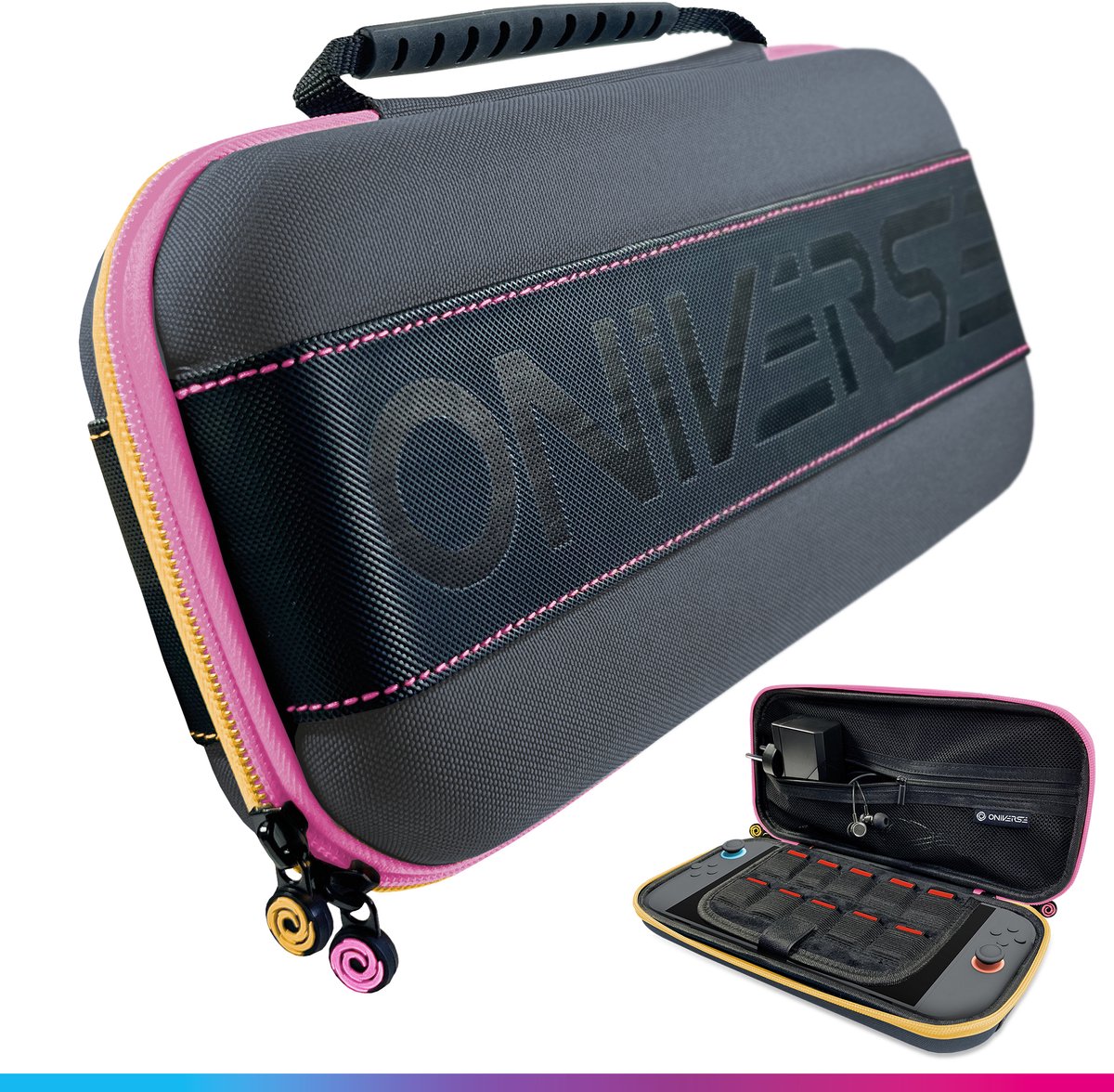 Oniverse ONICAS2-MULTI-PINK draagbare gameconsole-behuizing Buidelzak Nintendo Katoen Zwart, Roze, Geel