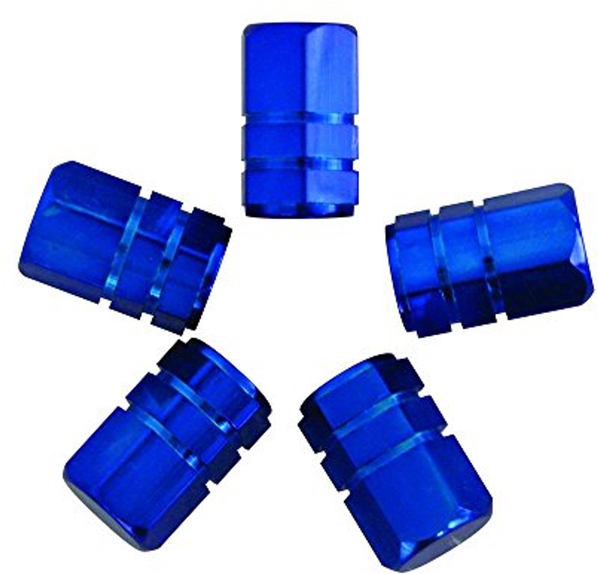 Ventilkappen Kolben 5 Stück - Blau - Perfect voor Auto's