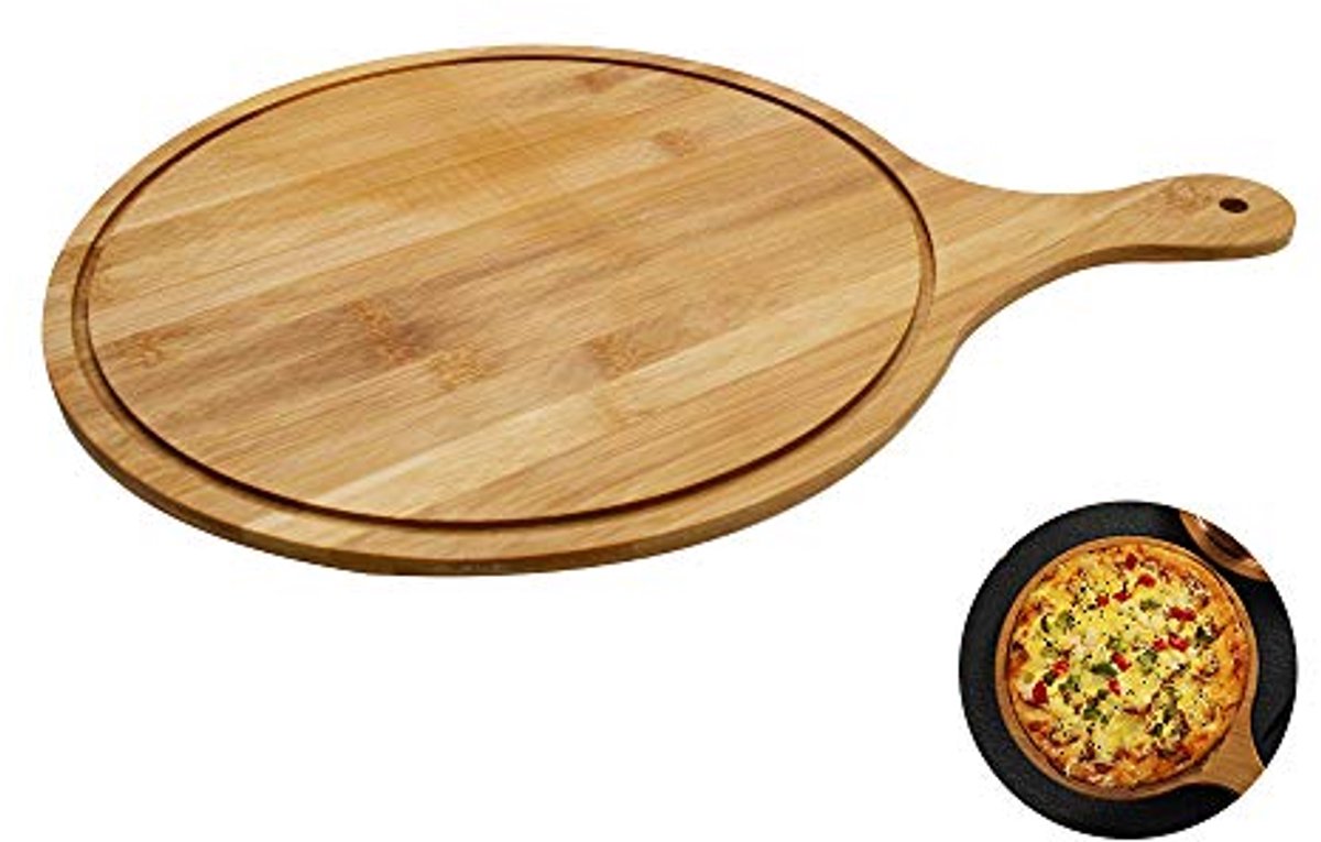 Natuurlijke bamboe pizzaplaat - multifunctionele pizzapedel voor het bakken en snijden