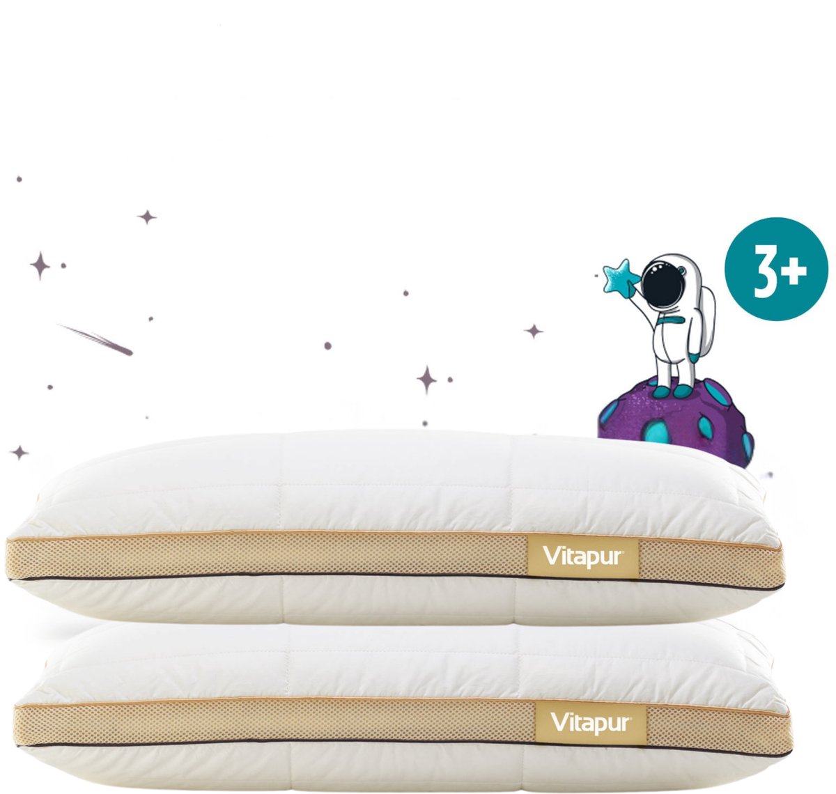 Vitapur Peuter Hoofdkussen 2 stuks - Kinder Hoofdkussen - Hoofdkussen Peuter - Traagschuim Hoofdkussen - Verkoelend Hoofdkussen - Ergonomisch - 40x60 cm