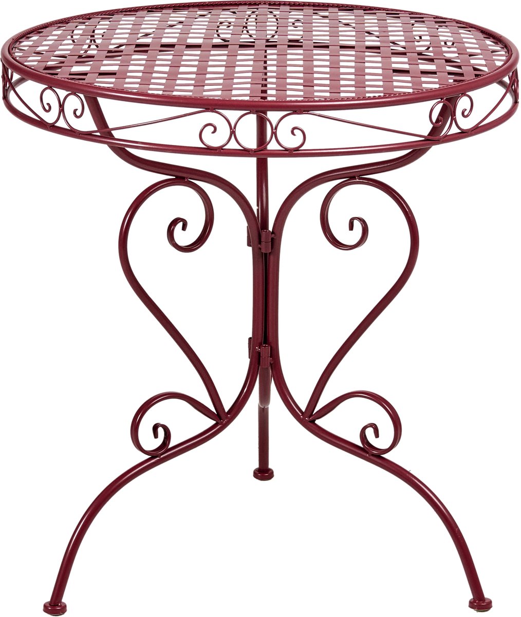 Beliani ALBINIA - Tuintafel - Bordeaux - 70 x 70 cm - IJzer Rood