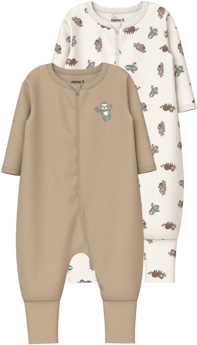 NAME IT - NBNNIGHTSUIT 2P ZIP FF SLOTH NOOS - Baby - Pyjamas