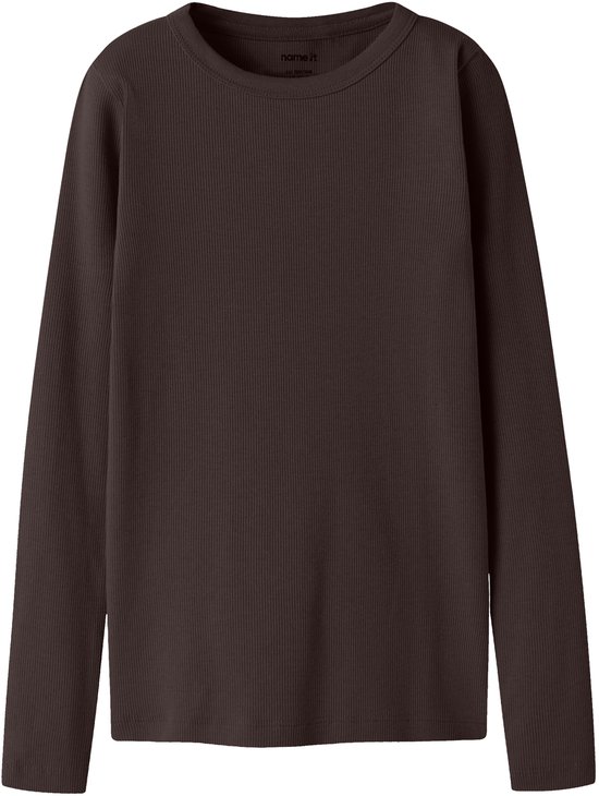 Bruin gebreid longsleeve shirt met ronde hals van Name It.