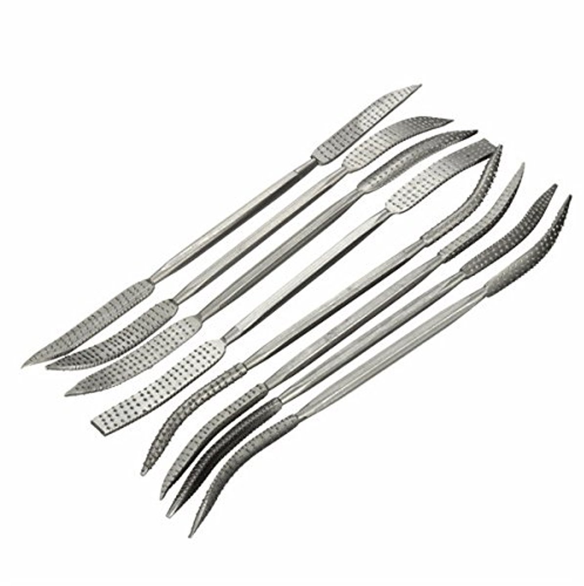Houten raspen set - 8 stuks dubbele uiteinden - 190 mm ambachtelijke ribbelverdeler
