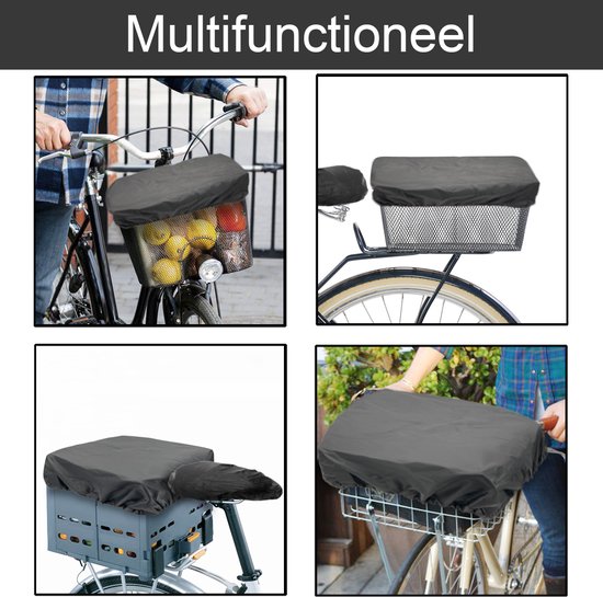 Purepeak Fietskrat Hoes Incl. Zadelhoes - 40x50cm - Krathoes Fietsmand Waterbestendig - Afdekhoes - Crate Cover - Zwart van Purepeak — afbeelding 4