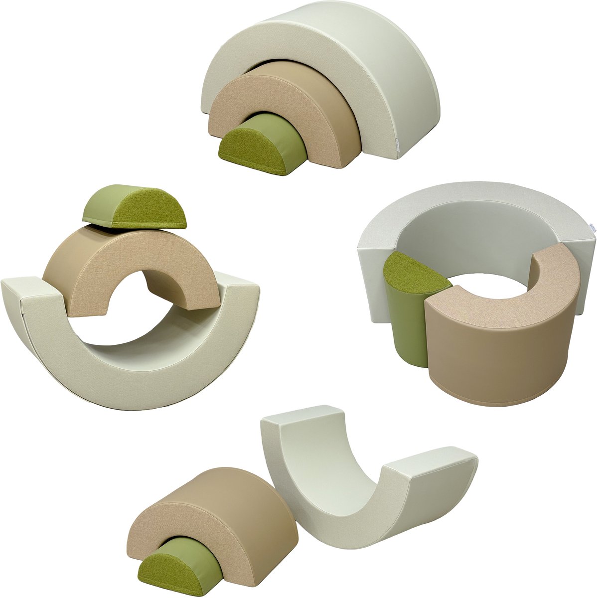 Sunny Seli Regenboog Foam Blokken – Zachte Klim- Stapel- en Speelblokken – Beige, Bruin en Groen – Softplay Foamblokken - Montessori Speelgoed – 3-delig - Vanaf 12 maanden - Veilig Spelen en Leren