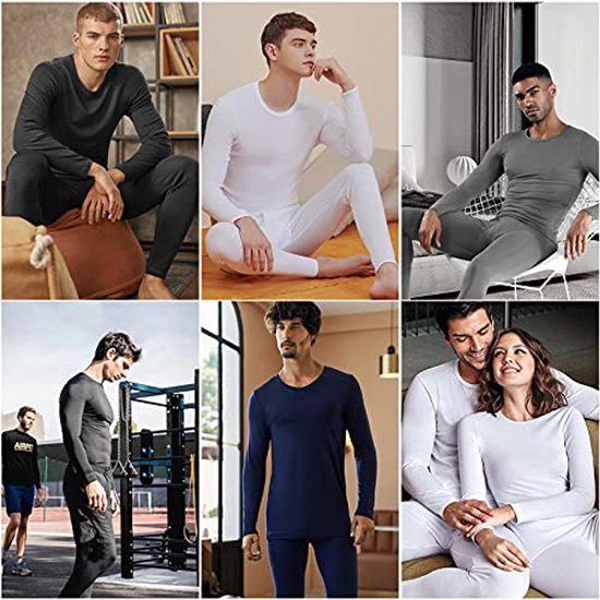 UNIQUEBELLA Thermisch ondergoed voor heren, lange mouwen, lange onderbroek, thermische onderlaag, met fleece gevoerd, sneldrogend, Zwart, L UNIQUEBELLA Thermisch ondergoed voor heren, lange mouwen, lange onderbroek, thermische onderlaag, met fleece gevoerd, sneldrogend, Zwart, L