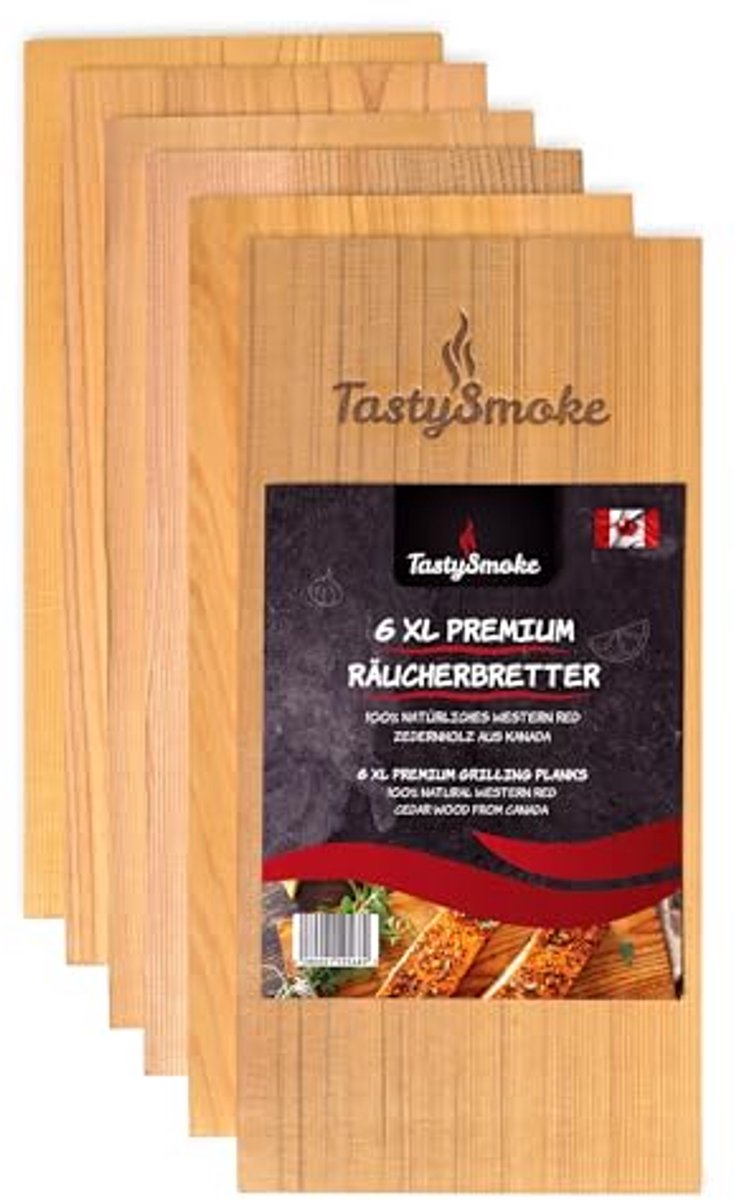 Premium cederhouten grillplank - 6-delige herbruikbare verpakking