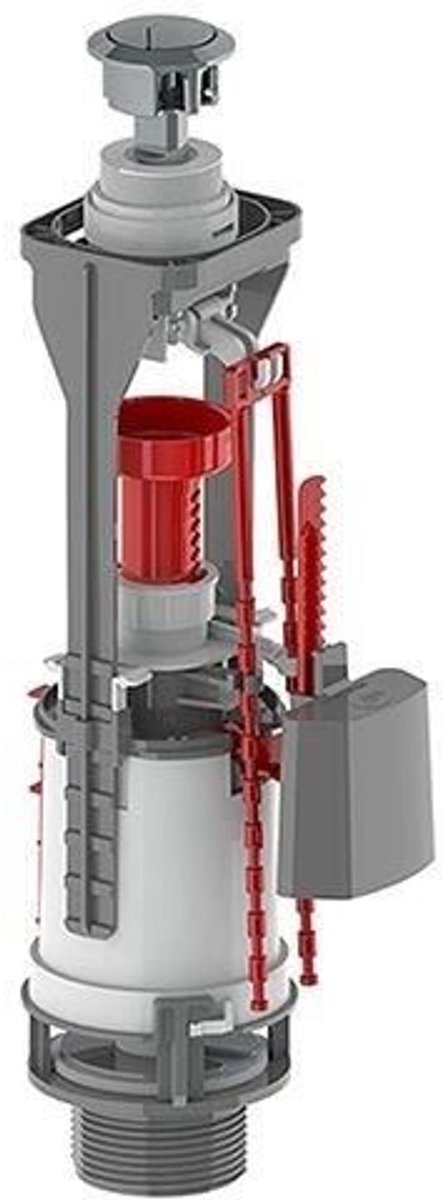 Drukknop spoelmechanisme kit - ROUSSEAU - NF gecertificeerd - Verstelbaar - Geschikt voor dubbele stroom - Chrome afwerking