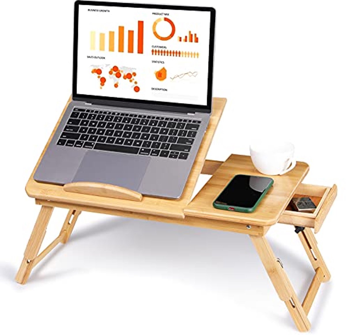 Allecto Plus - Bamboe Laptoptafel met Verstelbare Hoogte en Opvouwbaar Ontwerp