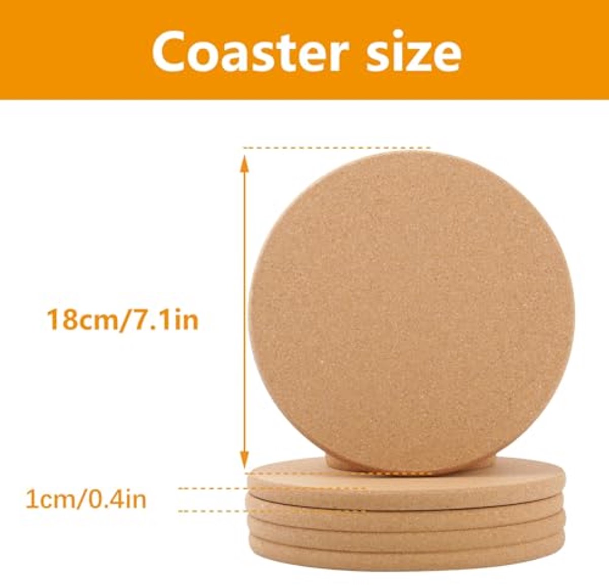 Multifunctionele Kurk Onderzetters - Set van 5, 7,1 Inch, Warmtebestendig, Rond