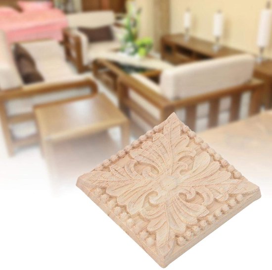 Premium Houtsnijwerk Decal Decoratieve Geruite Applique Set Van 4 