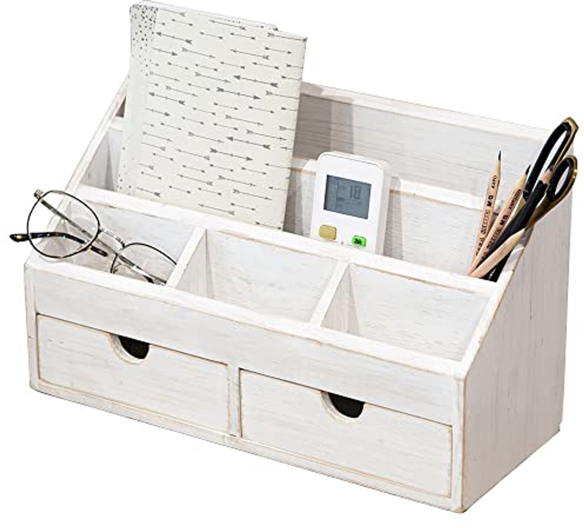Vintage Houten Bureauorganizer met Laden voor Kantoorbenodigdheden en Papieropslag