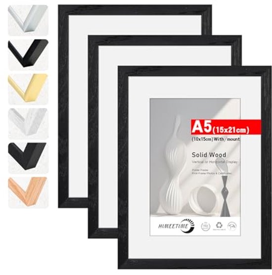 DR35 fotolijst 21x22 cm (zwart grenen), 35 mm breed MDF-houten