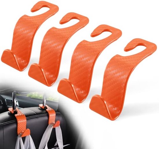 Universele Auto Hoofdsteun Haken - Set van 4 Hangers voor Organiseren van Portemonnee, Jas en Boodschappentassen