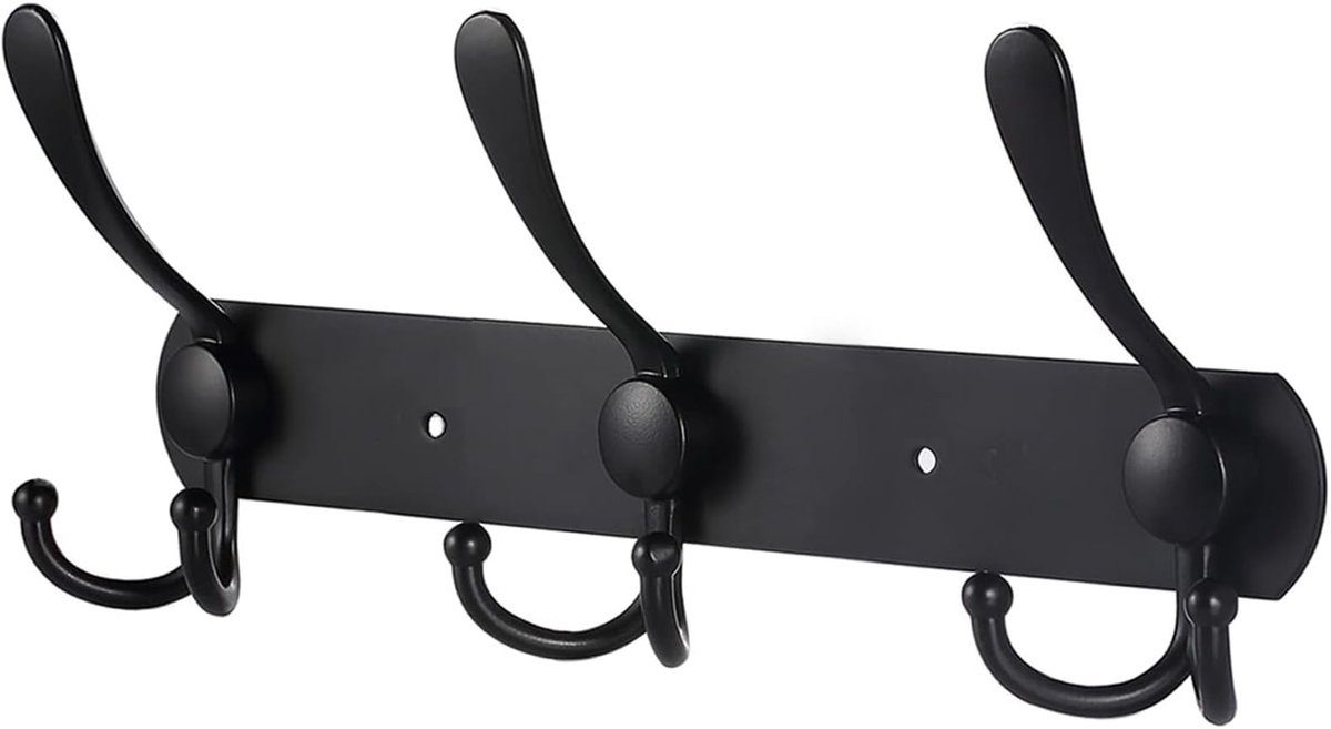 Ibenzoa Stijlvolle wandgarderobe met negen haken en mat zwart ontwerp