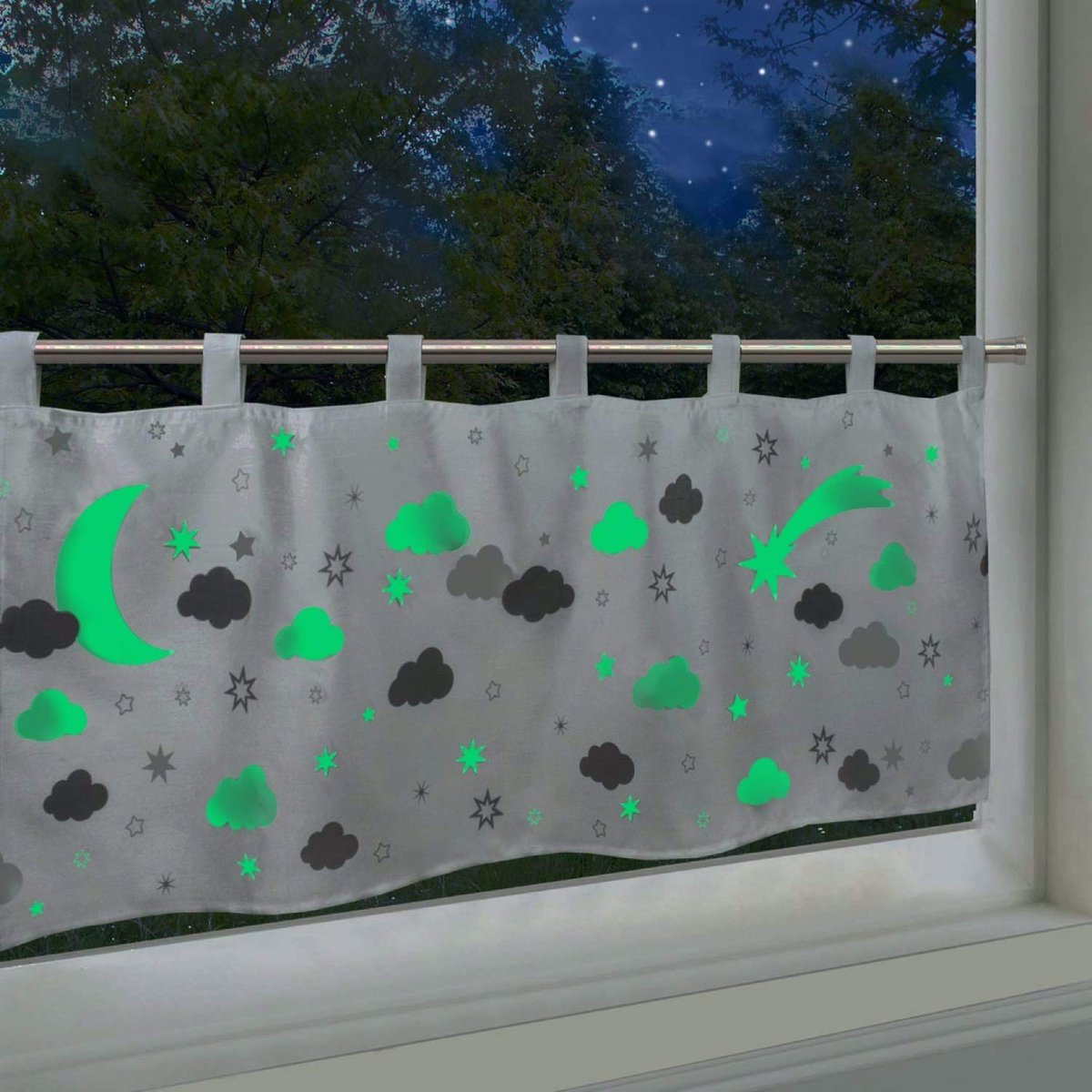 Ibenzoa® Fluorescerende kinderkamer vitrage met lussen voor sfeervolle decoratie