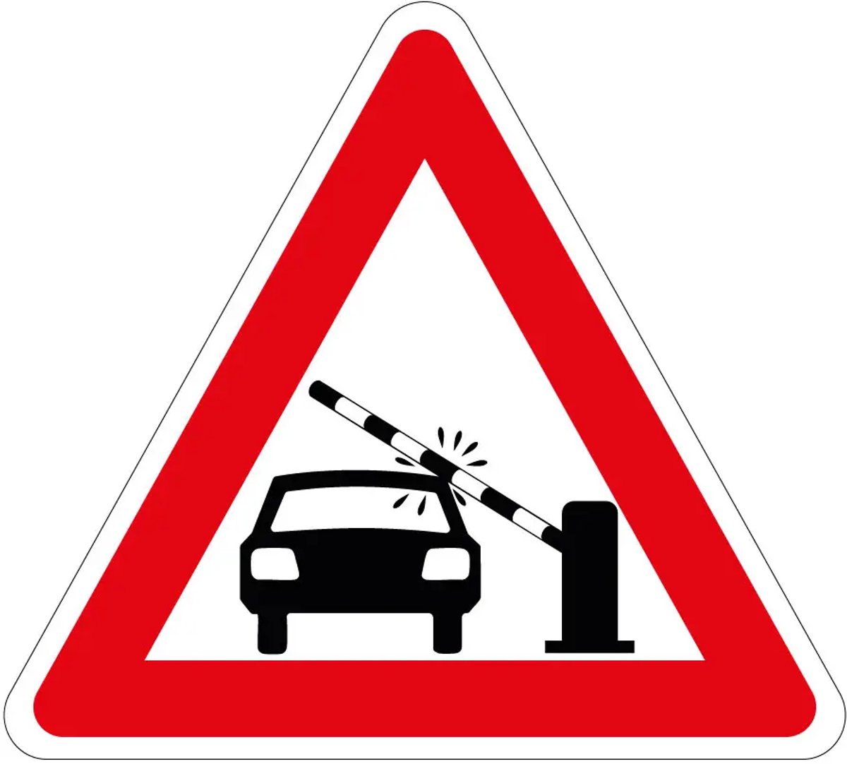 Pas op slagboom auto's sticker | 40 cm