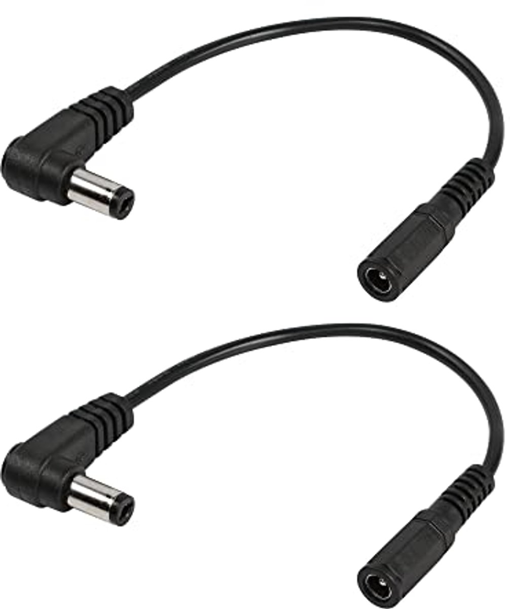 DC Power verlengkabel 90 graden 5,5 mm x 2,1 mm - rechte hoek stekker voor beveiligingscamera's