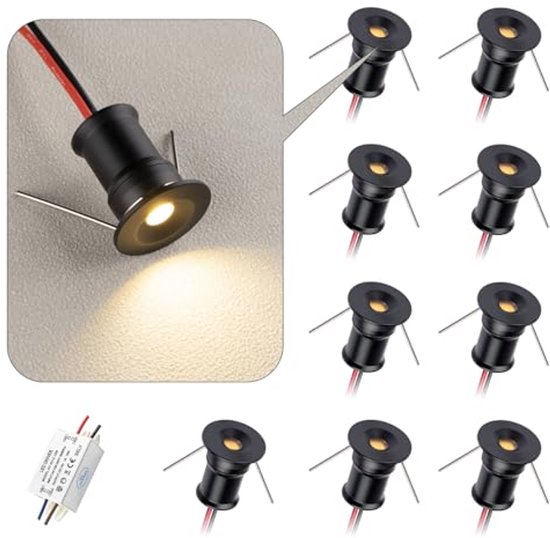 BDSHL LED 12V DC Inbouw Mini Downlights Spots Dimbaar Voor Kast Accent Verlichting 9pack 7 Lichtkleur Color Neutral White 4000k Size 120 Degrees