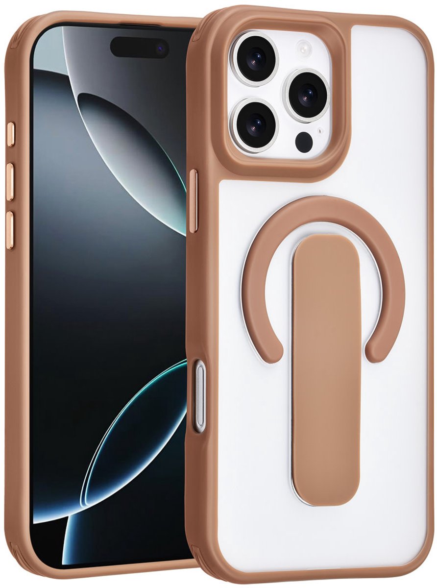TUNIQ Anti-shock Back cover voor iPhone 16 Pro Max - Ingebouwde Ring Stand - Goud