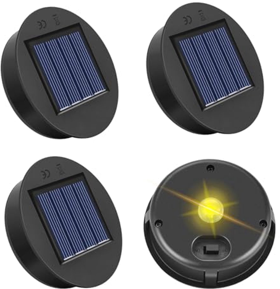 Waterdichte vervangingen voor solarlampen - 4 stuks, 8 cm, LED voor tuin en buiten