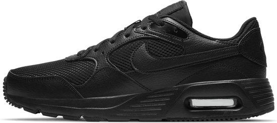Zij-aanzicht van een zwarte Nike Air Max Sc sneaker met luchtkussen.