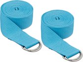 Relaxdays yogariem - set van 2 - weerstandsbanden - 250 cm - yoga band met gesp - katoen - light Blue
