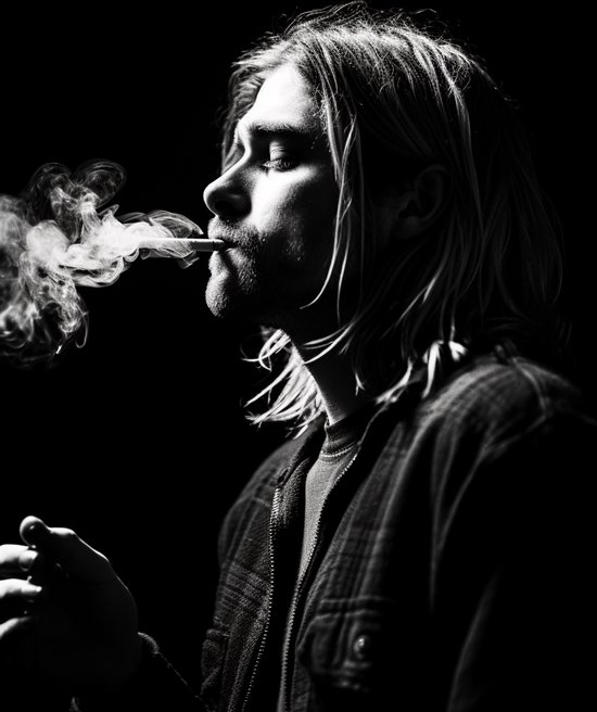Kurt Cobain Poster | Zwart Wit Poster | Kurt Cobain Résumé | Nirvana Poster | Décoration murale | Affiche murale | 51x71cm | Convient pour l'encadrement