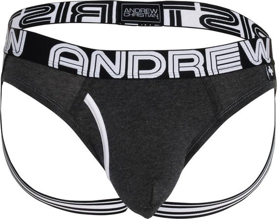 Andrew Christian Fly Jock w/ ALMOST NAKED® Charcoal - TAILLE L - Sous-vêtements pour hommes - Jockstrap pour homme - Jock pour hommes