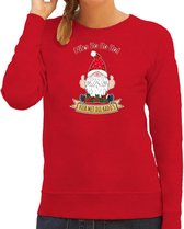 Bellatio Decorations foute kersttrui/sweater dames - Kado Gnoom - rood - Kerst kabouter S