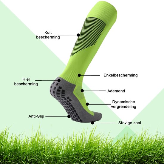 MyStand® Grip Chaussettes Voetbal Sport Grip Chaussettes Hautes Anti Ampoules Unisexe Taille Unique - Jaune Fluo