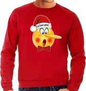 Bellatio Decorations foute kersttrui/sweater heren - Leugenaar - rood - braaf/stout S