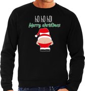 Bellatio Decorations foute kersttrui/sweater heren - Kerstman - zwart - Merry Christmas S