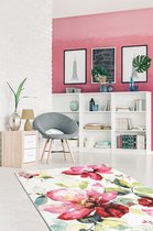 the carpet Monde Modern Design Woondeken, Zachte Korte Stapel, Opvallend, Bloemig, Kleurrijk, Crème, Roze, 120x170 cm