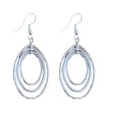 Zilveren lange oorbellen- zilverkleur- 3-Ovaal- Charme Bijoux