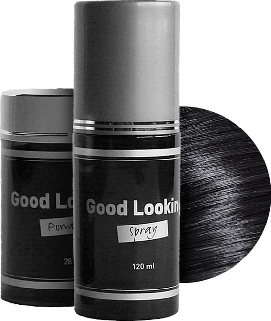 Foto: Lanaform good looking 1 spray 1 powder black haarspray hairspray volumepoeder haarpoeder kaalheid haarverdikker