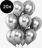 Zilveren Luxe Chrome Ballonnen - Zilver Ballon 20 stuks - Verjaardag Versiering - Metallic Silver Chroom - Discobal Effect - Mirror Latex Helium Ballonnenset - Geschikt voor Ballonnenboog en Pilaar – Disco Feestje – 20 stuks