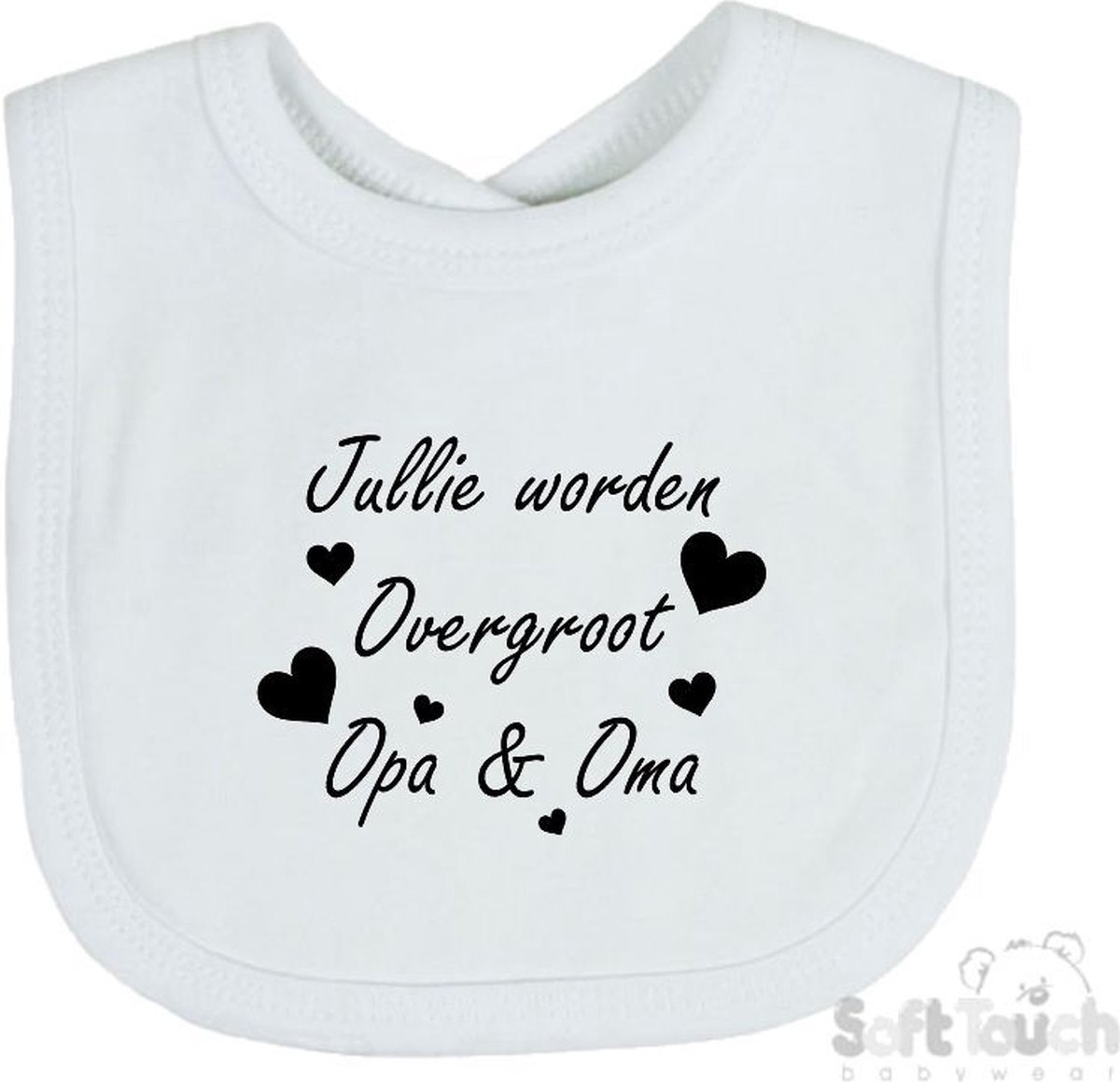 Goedkoopste Soft Touch Slabber Jullie worden overgroot opa & oma Unisex Katoen Wit/zwart Maat 33x22 Cm Zwangerschap aankondigen - Bekendmaking zwangerschap - Zwangerschapsaankondiging