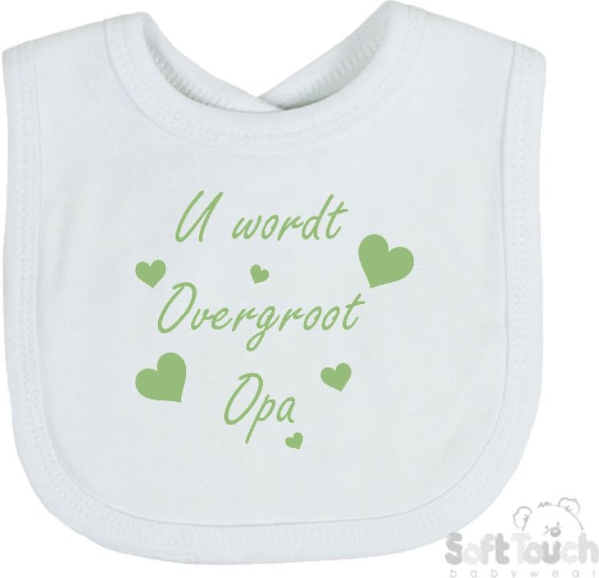 Goedkoopste Soft Touch Slabber U wordt overgroot opa Unisex Katoen Wit/sage green (saliegroen) Maat 33x22 Cm Zwangerschap aankondigen - Bekendmaking zwangerschap - Zwangerschapsaankondiging