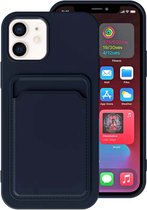 Smartphonica iPhone 12/12 Pro siliconen hoesje met pashouder - Donkerblauw / Back Cover geschikt voor Apple iPhone 12;Apple iPhone 12 Pro