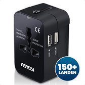 Pereza - Prise mondiale universelle - Prise de voyage - 2 Portes USB à charge Fast - Prise de voyage internationale pour plus de 150 Landen - Angleterre, Amérique, Afrique du Sud, États-Unis, Italie, Royaume-Uni, Australie, Inde, ...