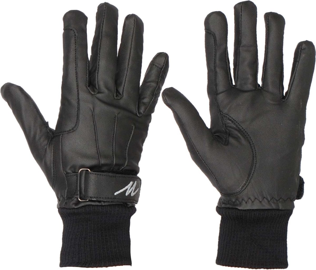 Mondoni Cordoba Handschoenen - Maat: M - Zwart - Kunstleer - Paardrijhandschoenen